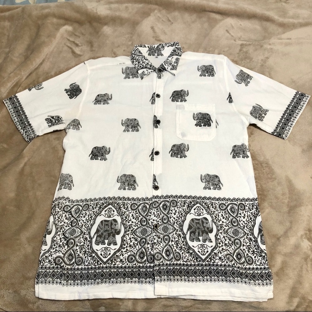 Men’s Thailand Elephant Button Up Shirt
